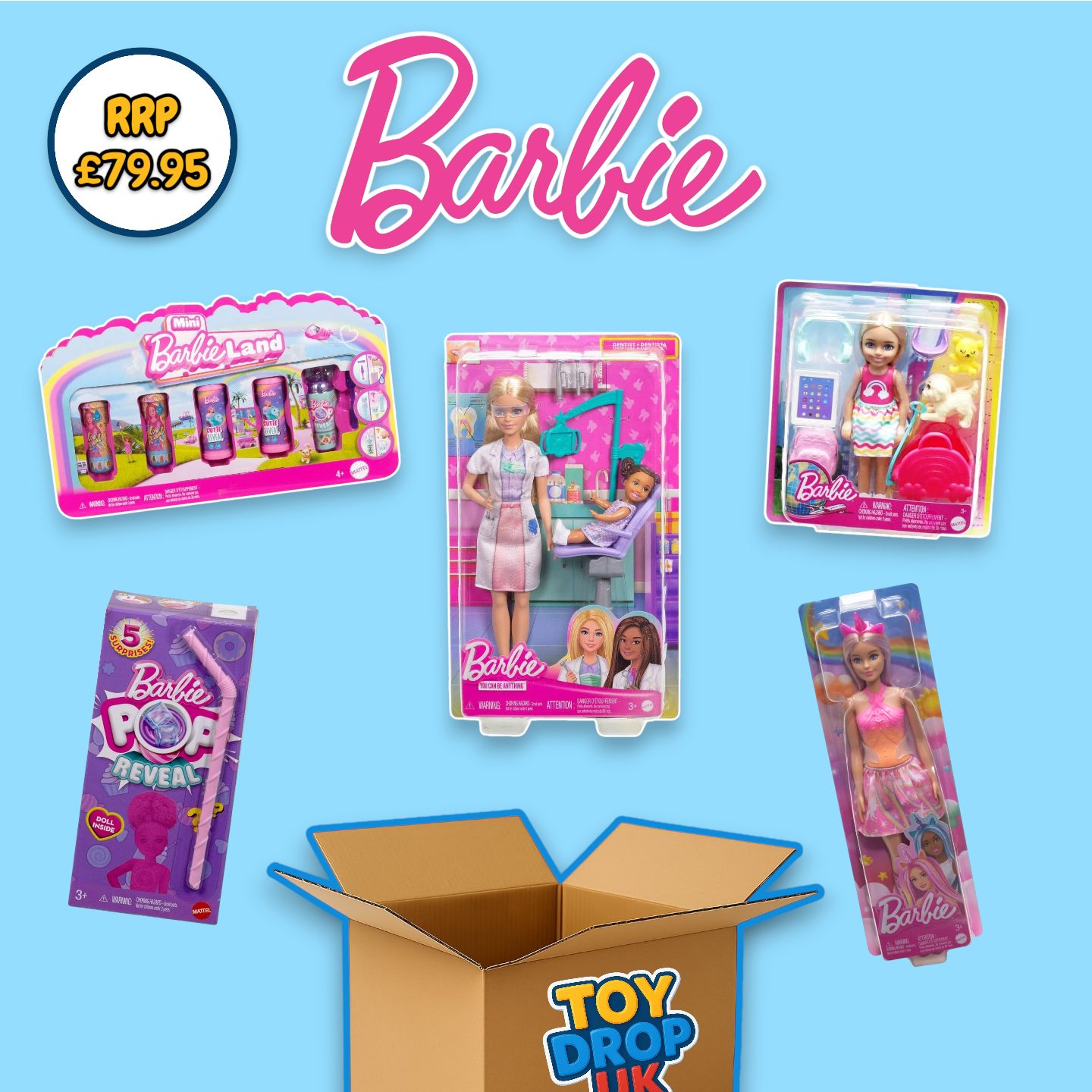 Barbie 5 Item Bundle inc Dolls, Playsets and Accessories RRP £83.95