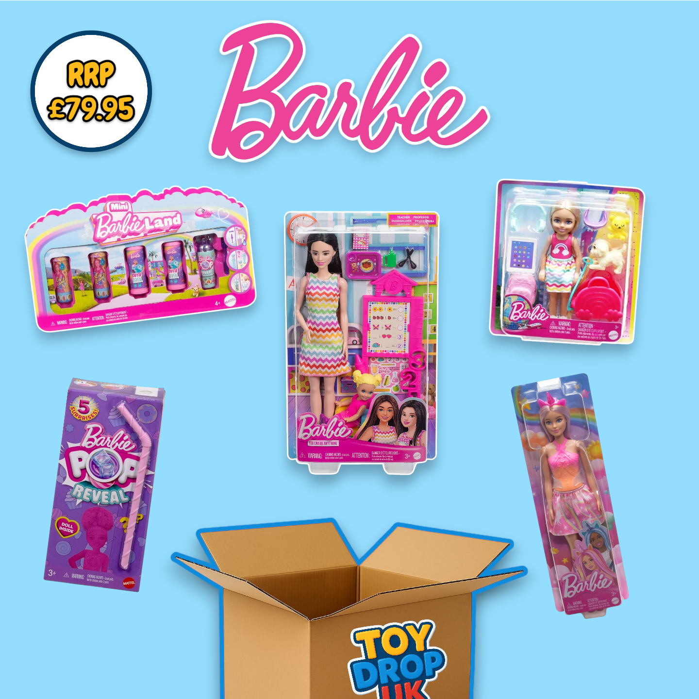 Barbie 5 Item Bundle inc Dolls, Playsets and Accessories RRP £83.95