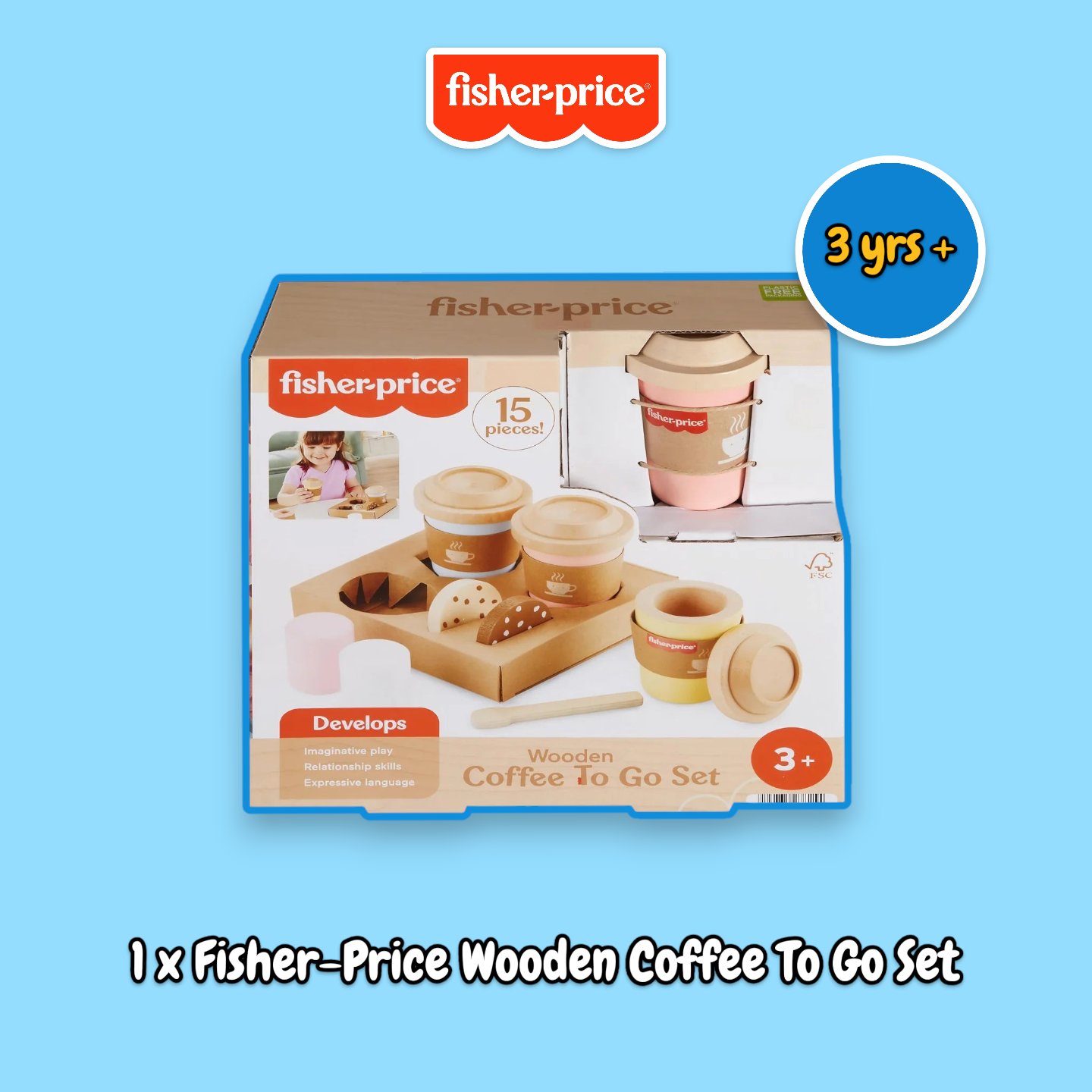 Fisher-Price Wooden 5 Item Bundle Box for 3yrs+ RRP £69.95