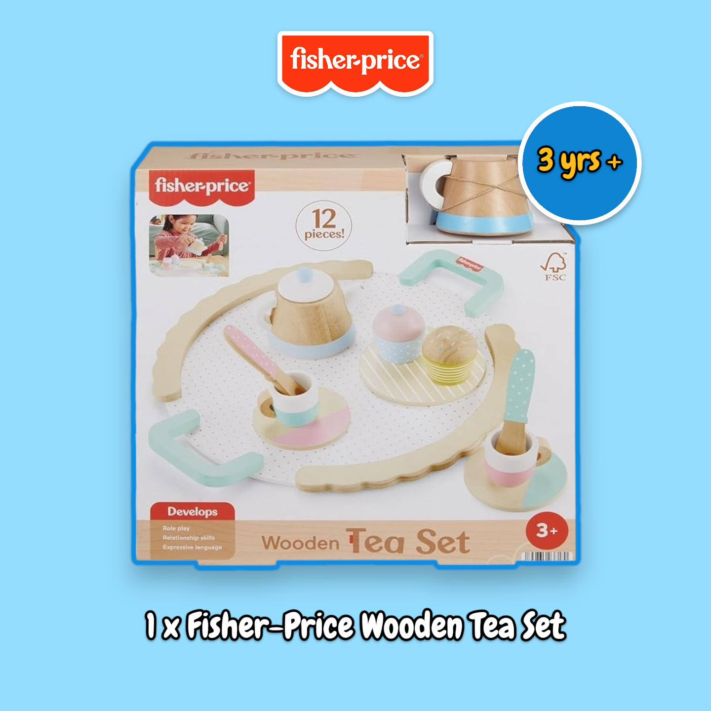 Fisher-Price Wooden 5 Item Bundle Box for 3yrs+ RRP £69.95