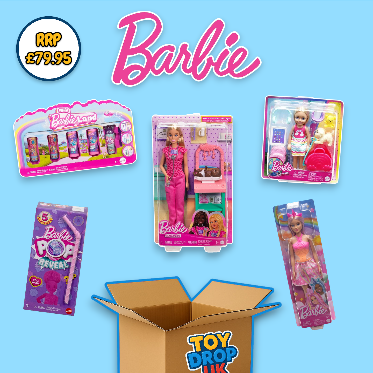 Barbie 5 Item Bundle inc Dolls, Playsets and Accessories RRP £83.95
